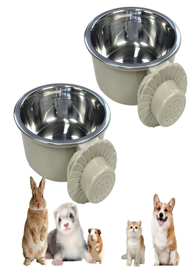 كاثسون أوعية طعام وماء للحيوانات الأليفة خفيفة الوزن من الفولاذ المقاوم للصدأ من كاثسون، وعاء قابل للإزالة للكلاب، وعاء معلق لتغذية الطعام والماء للحيوانات الأليفة، كوب قفص للجراء والقطط والأرانب والنموس والطيور وخنازير غينيا (قطعتان) - Image 1